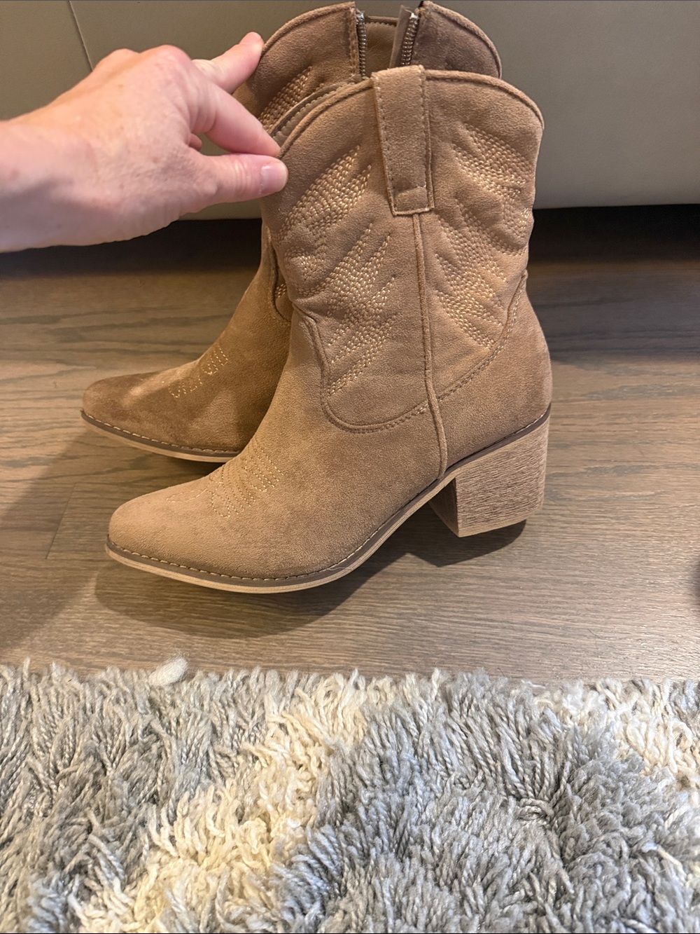 Altar'd State Chestnut Suede Western Block Heel Ankle Boots